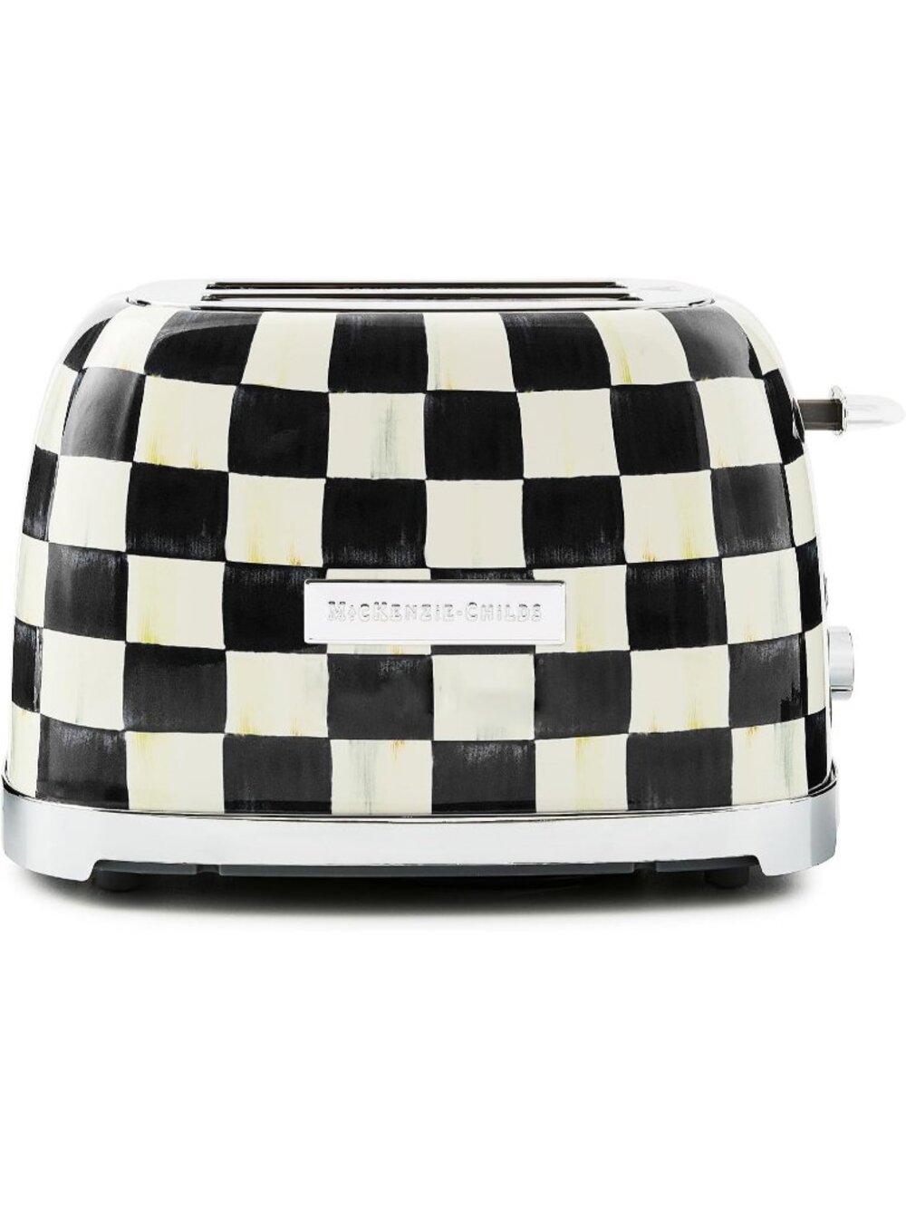 2-Slice Black-and-White Courtly Check Stainless Steel Decorative Bread Toaster